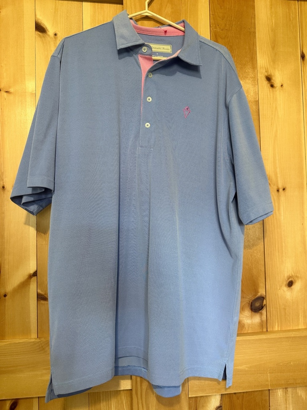 Donald Ross Sport Performance Golf Polo Blue Pink Trim Men's XL